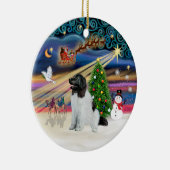 Xmas Magic - Newfoundland (Landseer #1) Keramisch Ornament (Rechts)