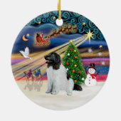 Xmas Magic - Newfoundland (Landseer #1) Keramisch Ornament (Achterkant)