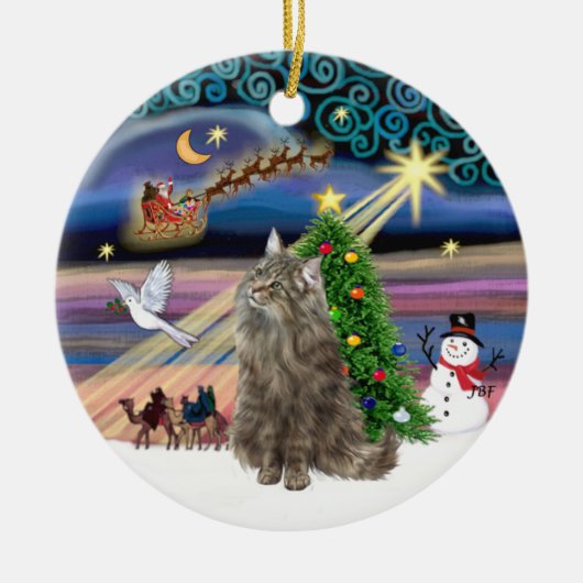 Xmas Magic - Noorse Boskat Keramisch Ornament (Voorkant)