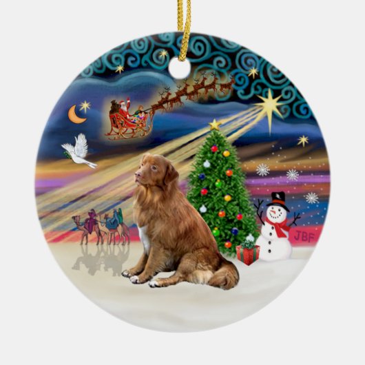 Xmas Magic - Nova Scotia Duck Tolling Retriever Keramisch Ornament (Voorkant)