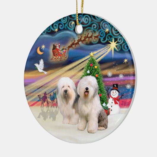 Xmas Magic - Oudengels (twee) Keramisch Ornament (Links)