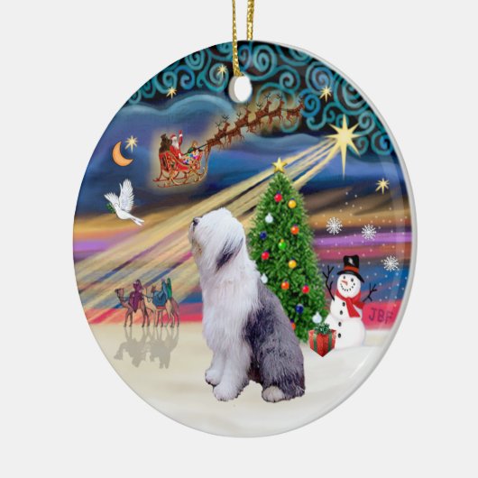 Xmas Magic - Oudengelse herdershond 1 Keramisch Ornament (Links)