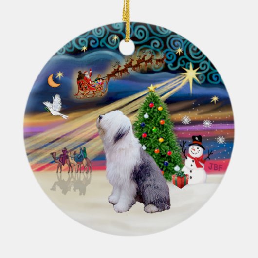 Xmas Magic - Oudengelse herdershond 1 Keramisch Ornament (Achterkant)