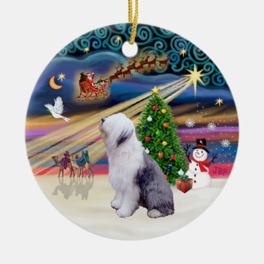 Xmas Magic - Oudengelse herdershond 1 Keramisch Ornament (Voorkant)
