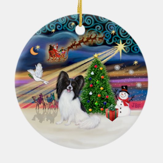 Xmas Magic - Papillion (zwart-wit) Keramisch Ornament (Achterkant)
