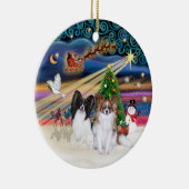 Xmas Magic - Papillons (twee-BW + Sable) Keramisch Ornament (Rechts)