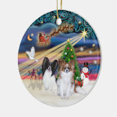 Xmas Magic - Papillons (twee-BW + Sable) Keramisch Ornament (Links)