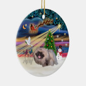 Xmas Magic - Pekinees (sabelzwart masker) Keramisch Ornament (Rechts)