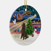 Xmas Magic - Poedel (standaard chocolade) Keramisch Ornament (Rechts)