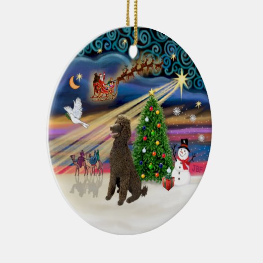 Xmas Magic - Poedel (standaard chocolade) Keramisch Ornament (Rechts)