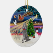 Xmas Magic - Poedel (Standaard zilver) Keramisch Ornament (Rechts)