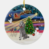 Xmas Magic - Poedel (Standaard zilver) Keramisch Ornament (Achterkant)