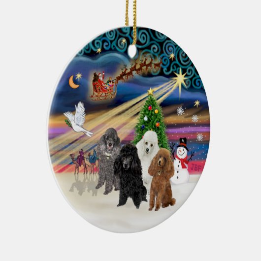 Xmas Magic - Poedels (VIER SPEELGOED) Keramisch Ornament (Rechts)