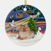 Xmas Magic - Pomeranian 4 Keramisch Ornament (Voorkant)