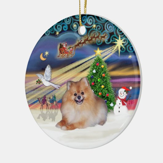 Xmas Magic - Pomeranian 4 Keramisch Ornament (Links)