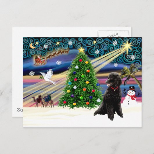 Xmas Magic-Poodle-Std-black Feestdagenkaart (Voorkant / Achterkant)