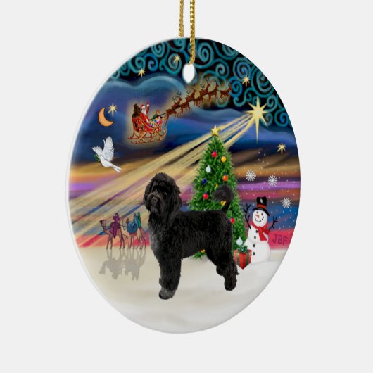 Xmas Magic - Portugese Waterhond (R) Keramisch Ornament (Rechts)