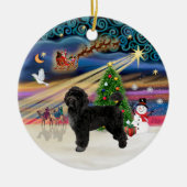 Xmas Magic - Portugese Waterhond (R) Keramisch Ornament (Voorkant)