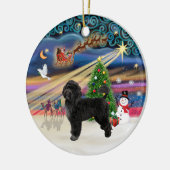 Xmas Magic - Portugese Waterhond (R) Keramisch Ornament (Links)