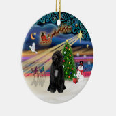 Xmas Magic - Portugese Waterhond (R-sit) Keramisch Ornament (Rechts)