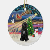 Xmas Magic - Portugese Waterhond (R-sit) Keramisch Ornament (Links)