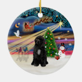 Xmas Magic - Portugese Waterhond (R-sit) Keramisch Ornament (Achterkant)