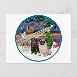 Xmas Magic (R) - Twee Pugs (F + B) Feestdagenkaart