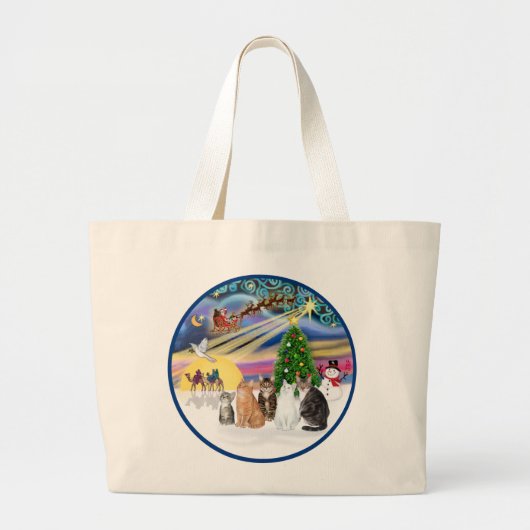 Xmas Magic (R) - Vijf katten (AmSH) Grote Tote Bag (Voorkant)