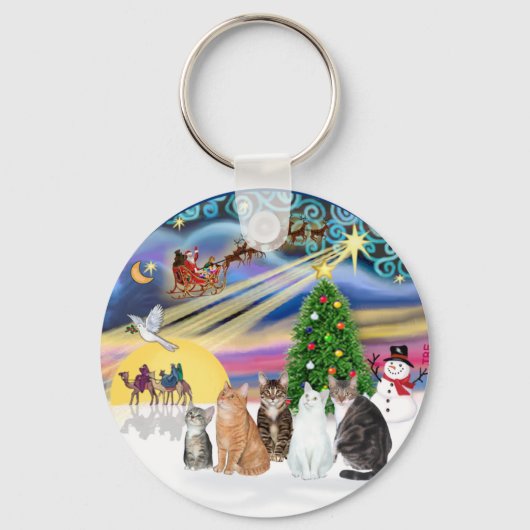Xmas Magic (R) - Vijf katten (AmSH) Sleutelhanger (Voorkant)