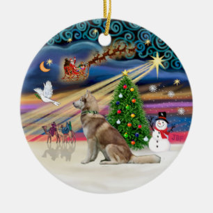 Xmas Magic - Red Siberian Husky Keramisch Ornament