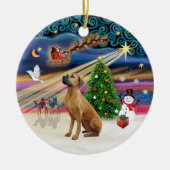 Xmas Magic - Rhodesian Ridgeback Keramisch Ornament (Voorkant)