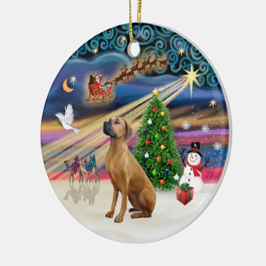 Xmas Magic - Rhodesian Ridgeback Keramisch Ornament (Links)