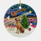 Xmas Magic - Rhodesian Ridgeback Keramisch Ornament (Achterkant)