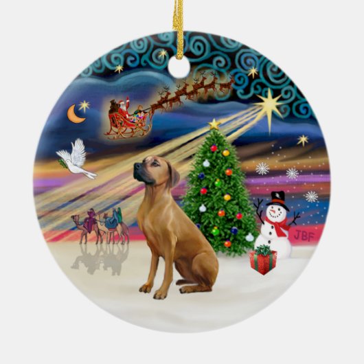 Xmas Magic - Rhodesian Ridgeback Keramisch Ornament (Achterkant)
