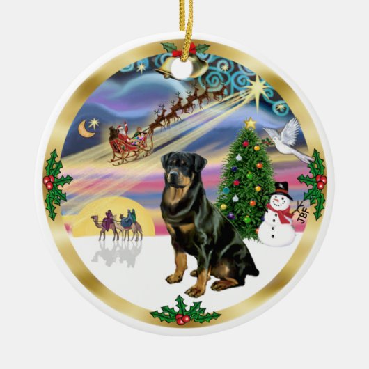 Xmas Magic - Rottweiler 3 Keramisch Ornament (Voorkant)