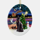 Xmas Magic - Russische blauwe kat Keramisch Ornament (Rechts)