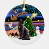 Xmas Magic - Russische blauwe kat Keramisch Ornament (Achterkant)