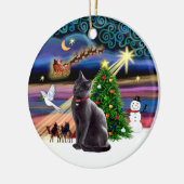 Xmas Magic - Russische blauwe kat Keramisch Ornament (Links)