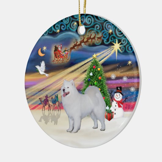 Xmas Magic - Samoyed (stand) Keramisch Ornament (Links)