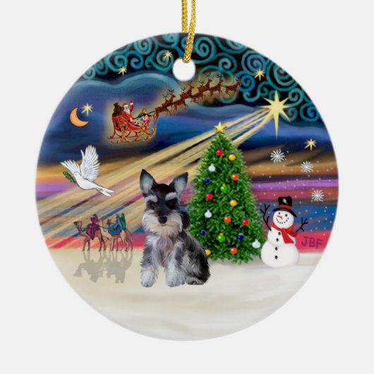 Xmas Magic - Schnauzer Pup (Z) Keramisch Ornament (Voorkant)