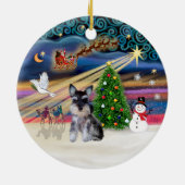 Xmas Magic - Schnauzer Pup (Z) Keramisch Ornament (Achterkant)