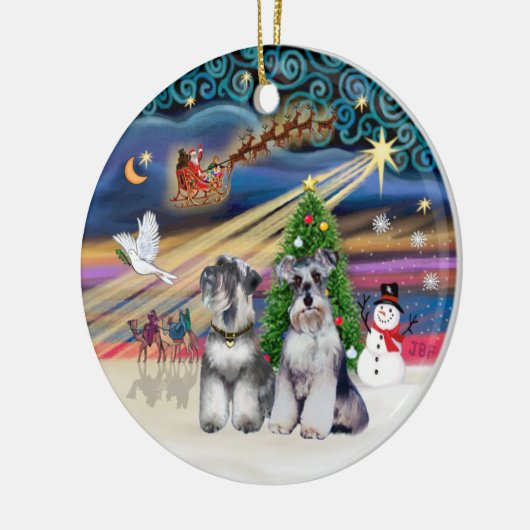 Xmas Magic - Schnauzers (Twee) Keramisch Ornament (Links)