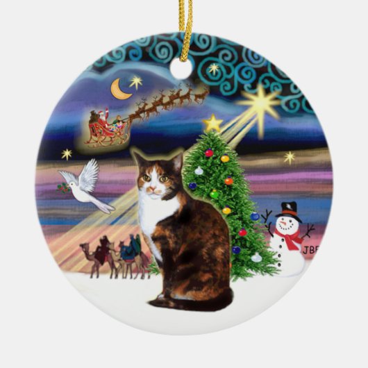 Xmas Magic - Schotse kat (ASH) Keramisch Ornament (Voorkant)