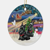 Xmas Magic - Scotties (2) Keramisch Ornament (Links)