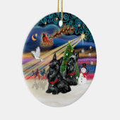 Xmas Magic - Scotties (TWO) Keramisch Ornament (Rechts)