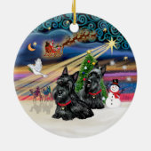 Xmas Magic - Scotties (TWO) Keramisch Ornament (Achterkant)