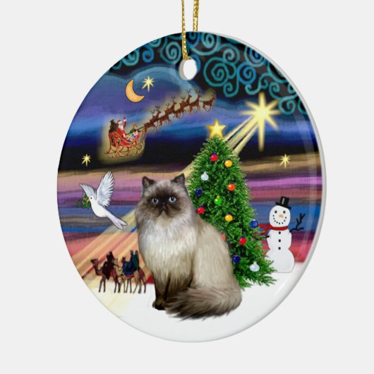 Xmas Magic - Seal Point Himalayan 7 Keramisch Ornament (Links)