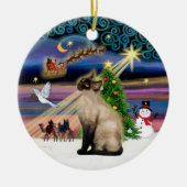 Xmas Magic - Seal Point Siamese Keramisch Ornament (Voorkant)