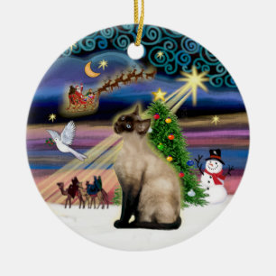Xmas Magic - Seal Point Siamese Keramisch Ornament