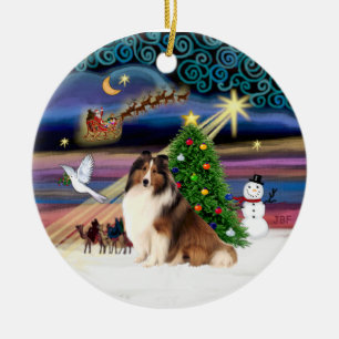 Xmas Magic - Sheltie #7 Keramisch Ornament